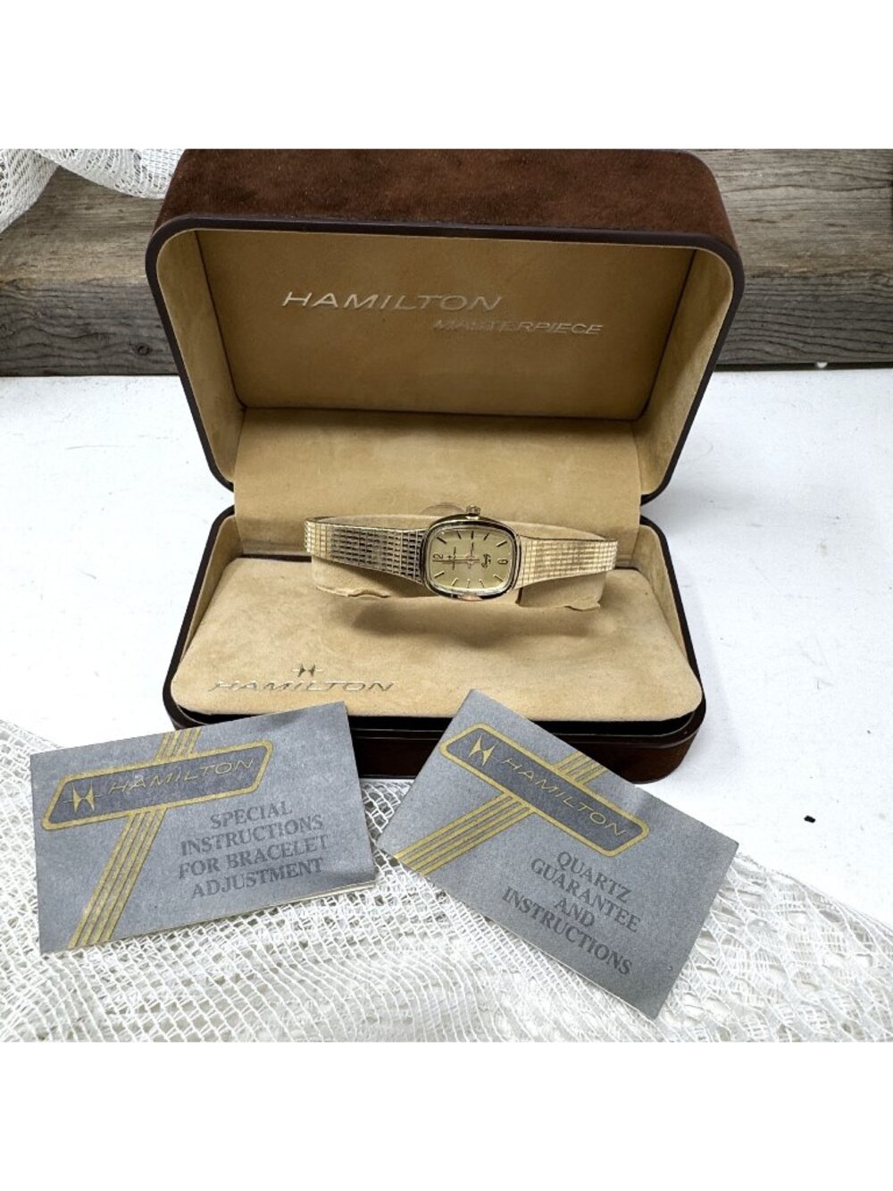 Hamilton Ladies Gold-Tone Quartz Watch With Box & Instructions